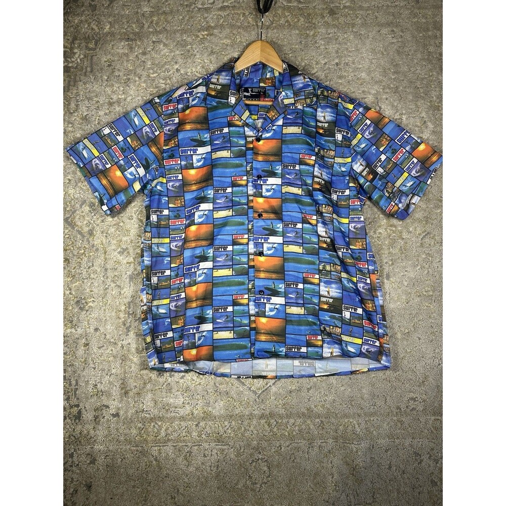 Vtg Surfer By Vin Hawaiian Shirt Mens M Surfer Magazine Photo AOP Made In USA